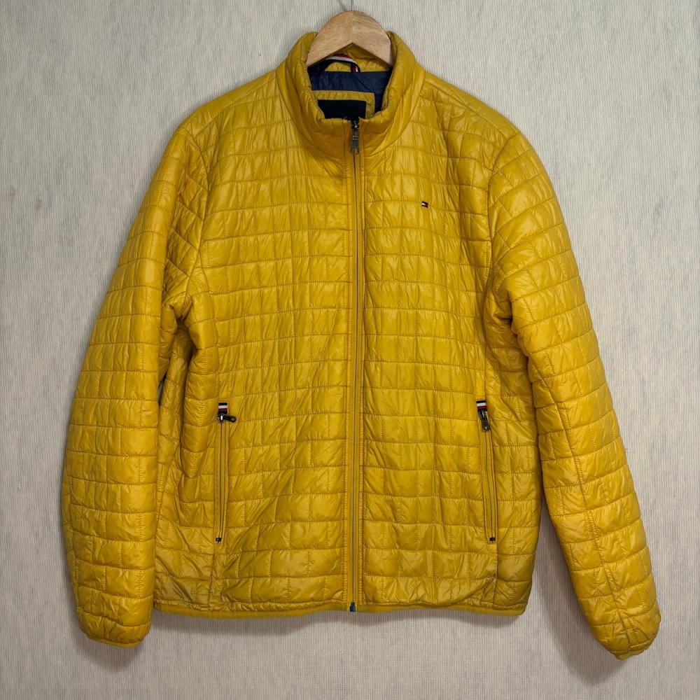 Tommy Hilfiger Packable Puffer Jacket Yellow Quilted Lightweight Zip Up L
